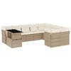vidaXL Set Divano da Giardino 10 pz con Cuscini Beige in Polyrattan