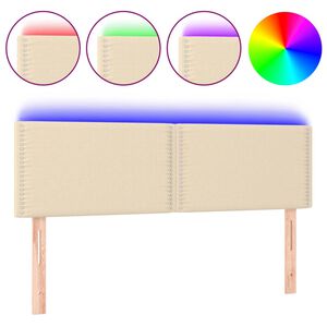 vidaXL Testiera a LED Crema 144x5x78/88 cm in Tessuto