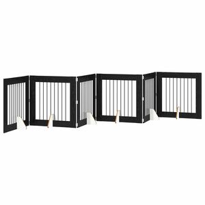vidaXL Cancello per cani pieghevole con supporti 6 pcs Rovere Nero