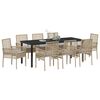 vidaXL Set da Pranzo per Giardino con cuscino 9 pcs Beige polyrattan