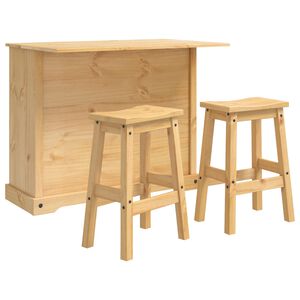 vidaXL Set isola da cucina 3 pz CORONA Cera di Miele Pino Massello