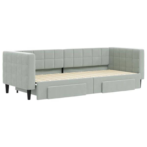 vidaXL Divano Letto Estraibile Cassetti Grigio Chiaro 80x200cm Velluto