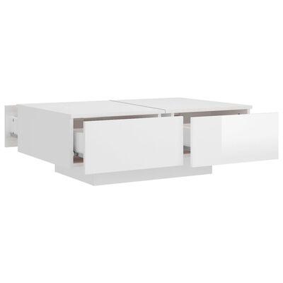 vidaXL Tavolino Salotto Bianco Lucido 90x60x31 cm in Legno Multistrato