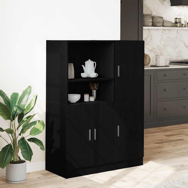 vidaXL Set di Mobili da Cucina 2 pz Nero in Truciolato