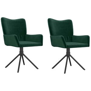 vidaXL Sedie da Pranzo Girevoli 2 pz Verde Scuro in Velluto