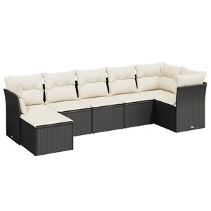 vidaXL Set Divani da Giardino con Cuscini 7pz Nero Polyrattan