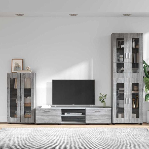 vidaXL Set mobile TV con porta FLORIN Grigio Sonoma Legno multistrato