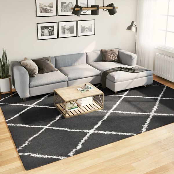vidaXL Tappeto Shaggy PAMPLONA a Pelo Lungo Nero e Crema 240x340 cm