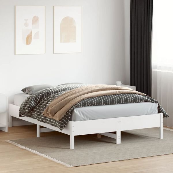 vidaXL Letto senza Materasso Bianco 160x200 cm Legno Massello di Pino