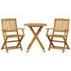 vidaXL Set Bistr&ograve; Pieghevole 3pz in Legno Massello di Acacia