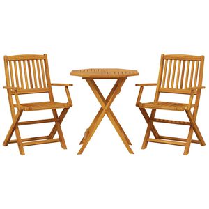 vidaXL Set Bistr&ograve; Pieghevole 3pz in Legno Massello di Acacia