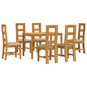 vidaXL Set da pranzo 7 pz Beige Legno di Quercia Massello