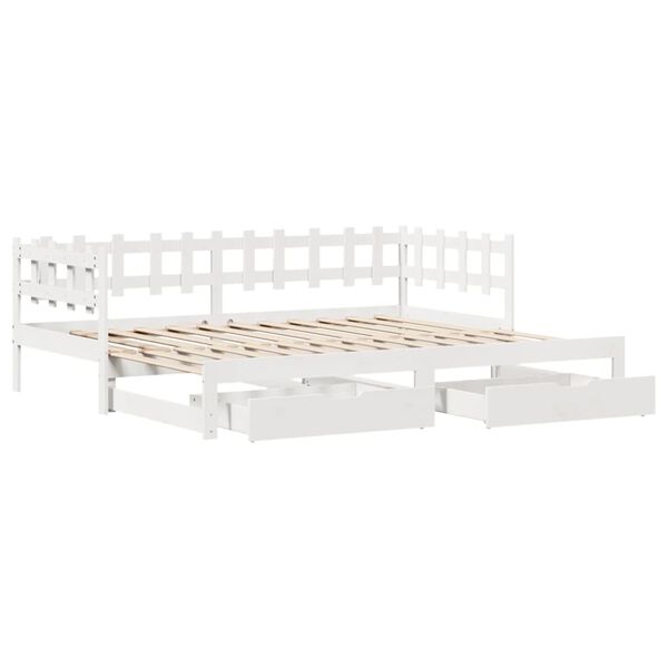 vidaXL Letto Estraibile con Cassetti senza Materasso Bianco 90x190 cm