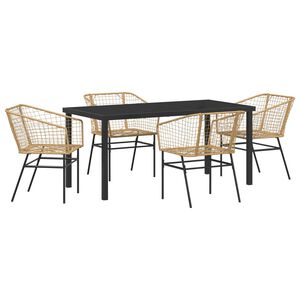 vidaXL Set da Pranzo per Giardino 5 pcs Marrone polyrattan