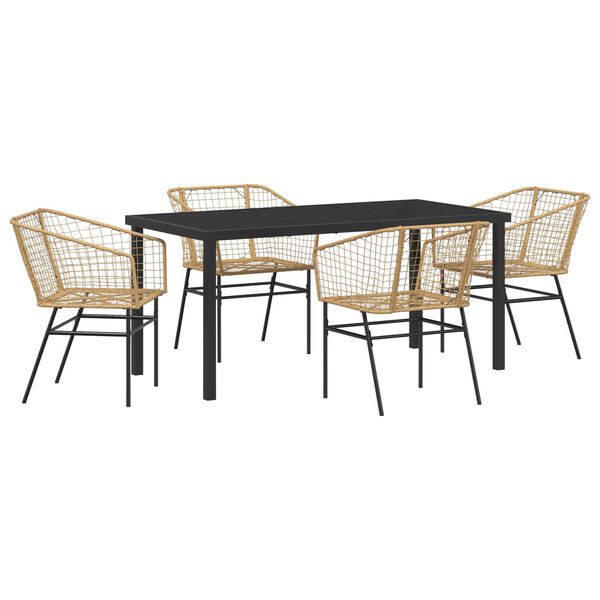 vidaXL Set da Pranzo per Giardino 5 pcs Marrone polyrattan