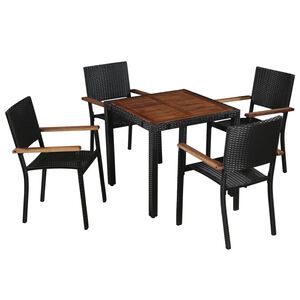 vidaXL Set da Pranzo da Giardino 5 pz in Polyrattan e Acacia Nero
