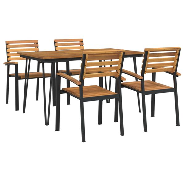 vidaXL Set Pranzo da Giardino 5 pz Legno Massello di Acacia e Metallo