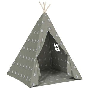 vidaXL Tenda Tipi Bambini con Borsa Grigio Poliestere 115x115x160cm