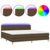vidaXL Letto a Molle Materasso e LED Marronescuro 200x200cm in Tessuto