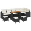 vidaXL Set Divano da Giardino 10 pcs Nero polyrattan