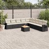 vidaXL Set Divani da Giardino 10pz con Cuscini in Polyrattan Nero