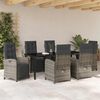 vidaXL Set da Pranzo per Giardino con cuscino 7 pcs Grigio polyrattan