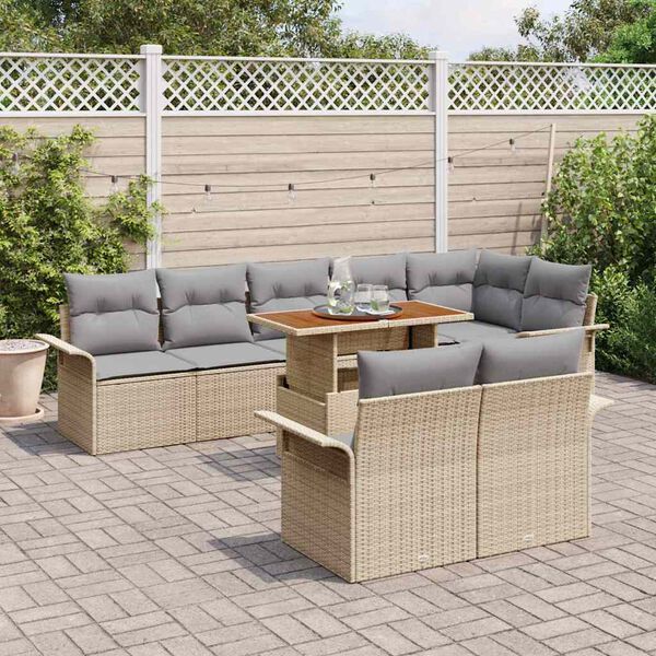 vidaXL Set Divano da Giardino 9 pcs Beige Poly Rattan