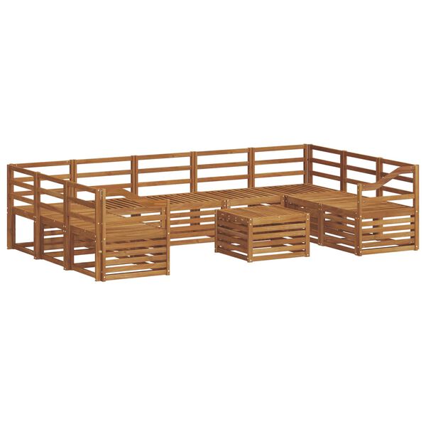vidaXL Set divani 10 pcs Naturale Legno di Acacia Massello