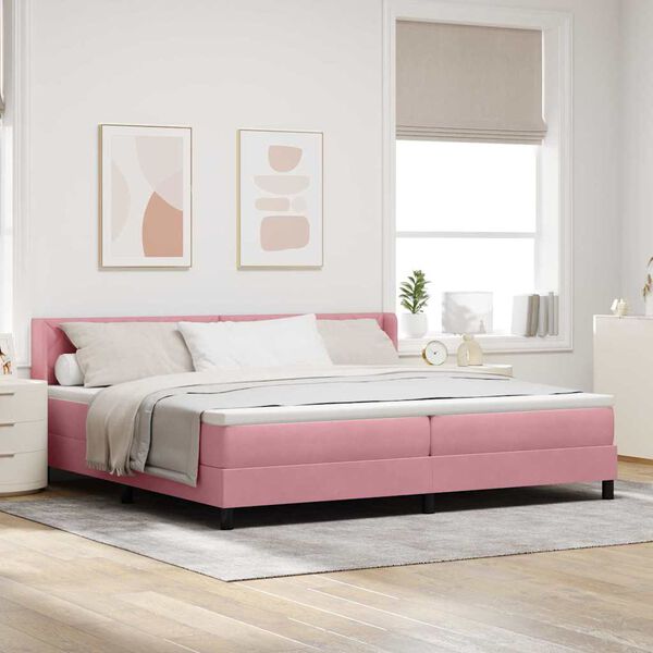 vidaXL Letto a molle con materasso Rosa 200 x 200 cm Poliestere