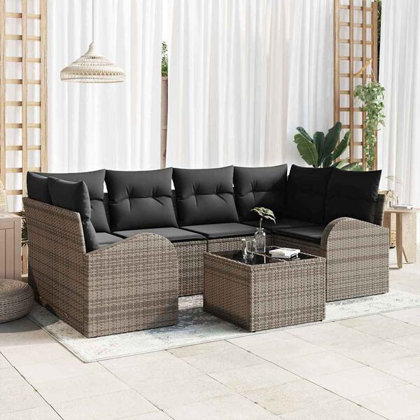 vidaXL Set Divano da Giardino Grigio 55 x 55 x 37 cm polyrattan