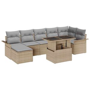 vidaXL Set Divano da Giardino con cuscino 8 pcs Beige Poly Rattan