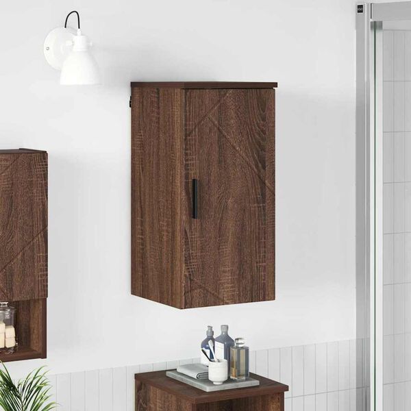 vidaXL Mobile da Bagno con porta Rovere Marrone 30 x 31,5 x 61 cm