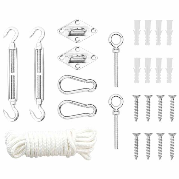vidaXL Set Accessori per Vela Parasole 9 pz in Acciaio Inossidabile