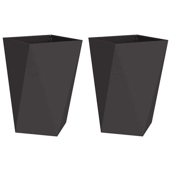 vidaXL Fioriera 2 pcs Nero 50 x 50 x 75 cm Acciaio