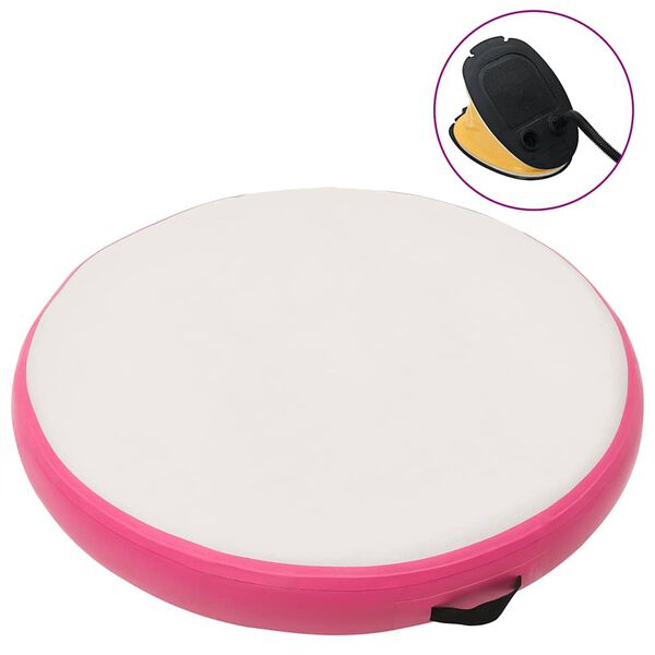 vidaXL Tappetino Ginnastica Gonfiabile con Pompa 100x100x20cm PVC Rosa