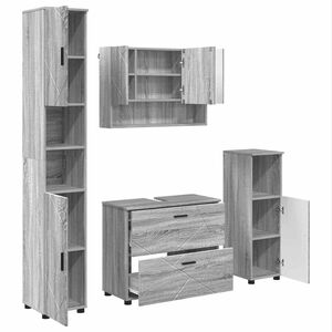 vidaXL Set di mobili per il bagno con cassetto 4 pcs Grigio Sonoma