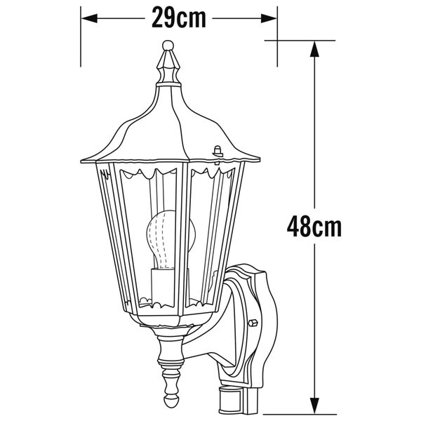 KONSTSMIDE Lampada da Parete con Sensore Firenze verso Alto Nero Opaco