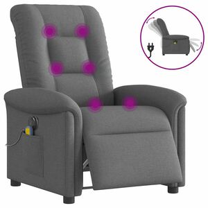 vidaXL Poltrona Reclinabile Massaggio Elettrica Grigio Scuro Tessuto