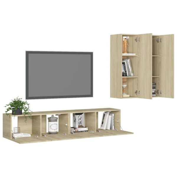 vidaXL Set di Mobili TV 4 pz Rovere Sonoma in Legno Multistrato