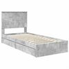 vidaXL Letto con Contenitore con testiera Grigio cemento 90 x 200 cm