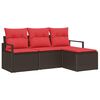vidaXL Set di divani 4 pz Marrone e Rosso polyrattan