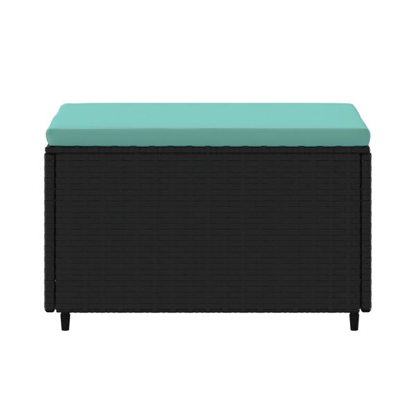 vidaXL Poggiapiedi da Giardino con Cuscino in Polyrattan Nero