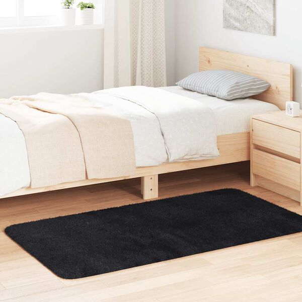 vidaXL Tappeto Shaggy a Pelo Lungo NAVARRA Nero 80x150 cm poliestere