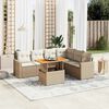 vidaXL Set Divani da Giardino 7 pz con Cuscini Beige in Polyrattan