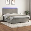 vidaXL Letto a Molle Materasso e LED Grigio Chiaro 160x200 cm Velluto