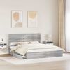 vidaXL Letto con Contenitore con testiera Grigio Sonoma 180 x 200 cm