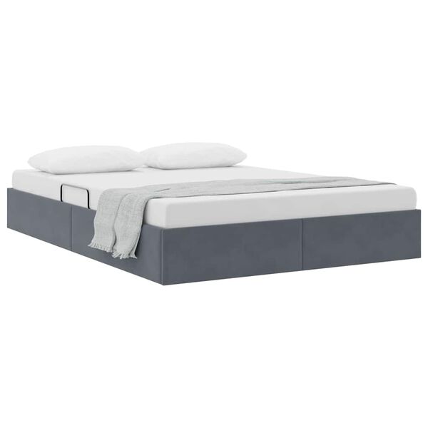 vidaXL Letto con Contenitore Grigio scuro 135 x 190 cm Velluto