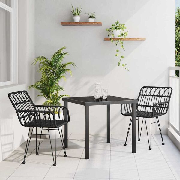 vidaXL Set da Pranzo per Giardino 3 pcs Nero