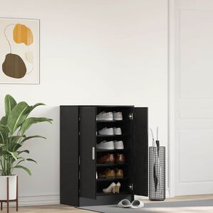 vidaXL Scarpiera Rovere Rovere Nero 60x35x92 cm in Legno Multistrato