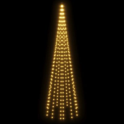 vidaXL Albero di Natale Pennone Bianco Caldo 310 LED 300 cm